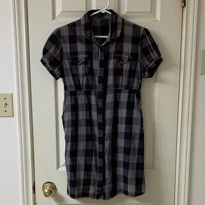 🌷3 for$25🌷SWS, US L, Black & Grey Plaid Short Sleeve Button Down Shirt Dress